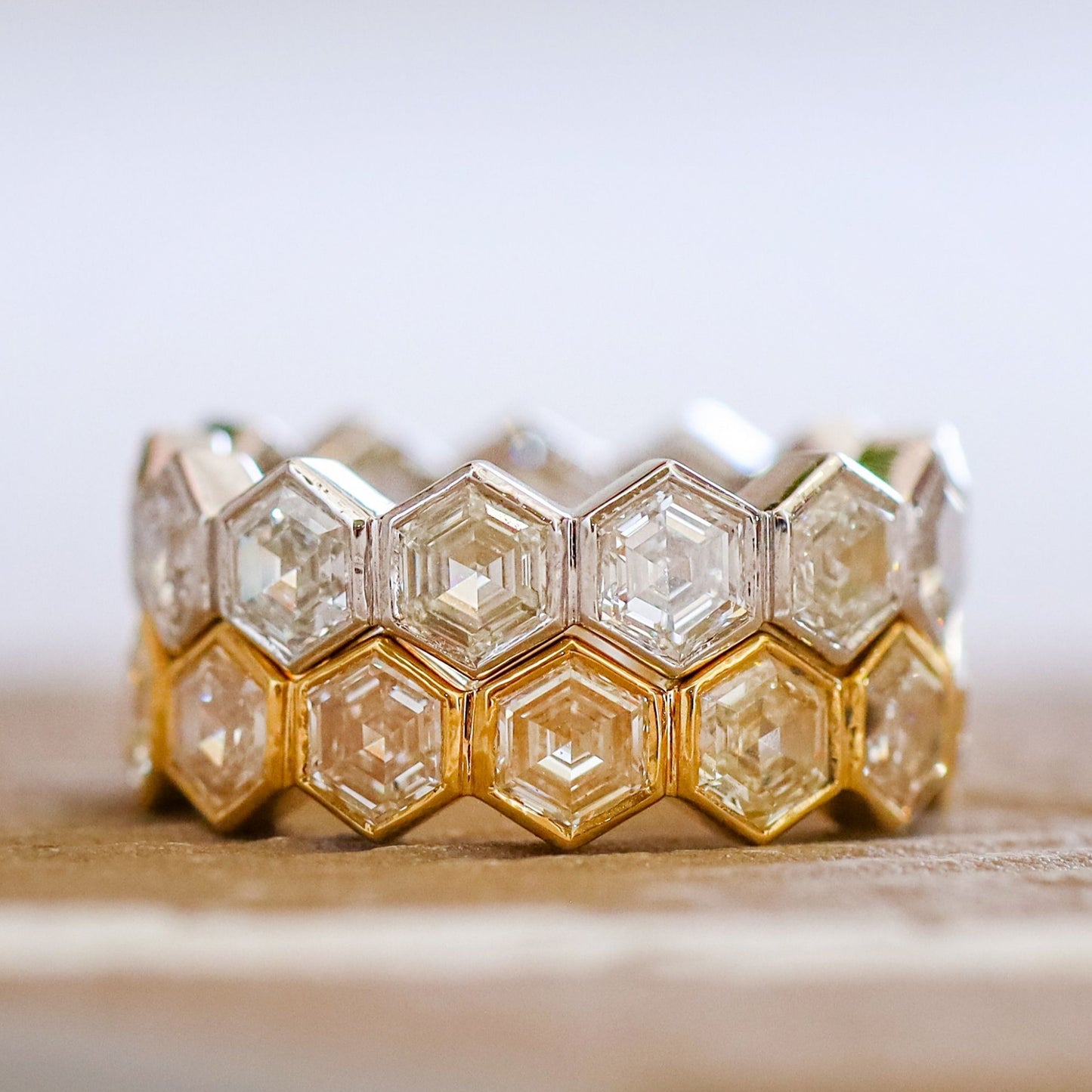 Pratima's Hexagon White Diamond Band