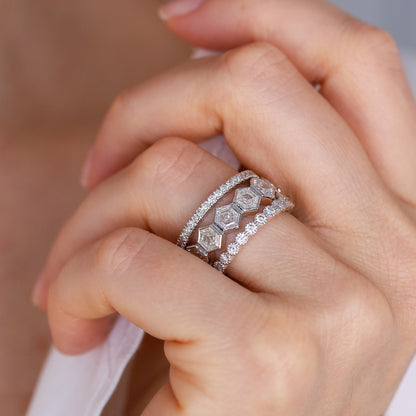 Pratima's Hexagon White Diamond Band