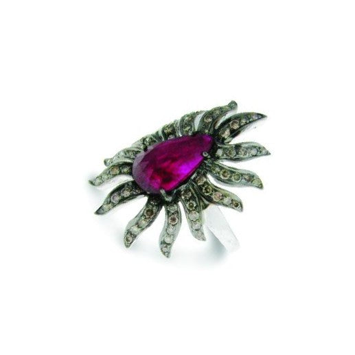 Medusa Ruby and Champagne Diamond Cocktail Ring