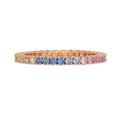 Rainbow Sapphire Prong Band