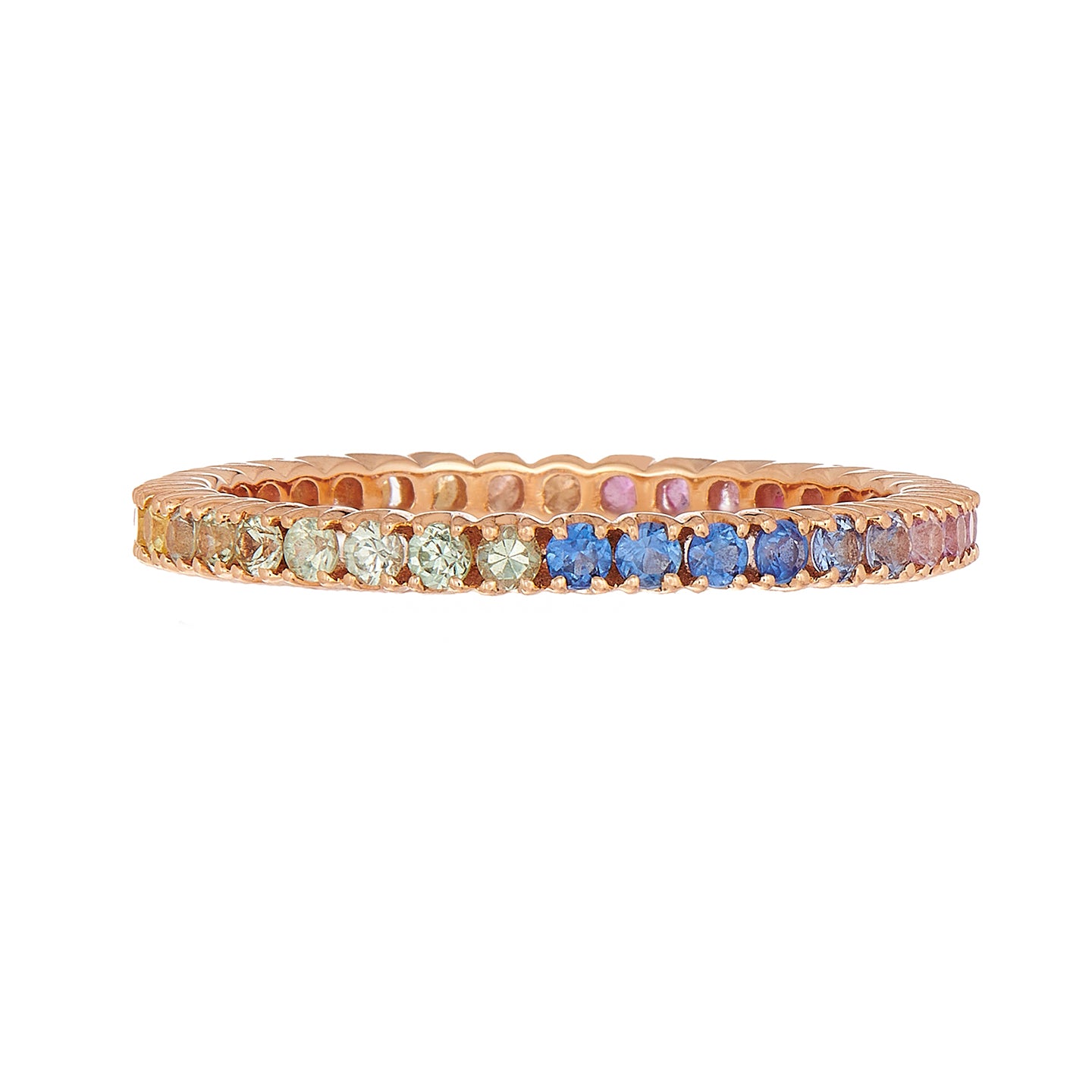 Rainbow Sapphire Prong Band