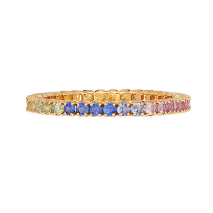 Rainbow Sapphire Prong Band