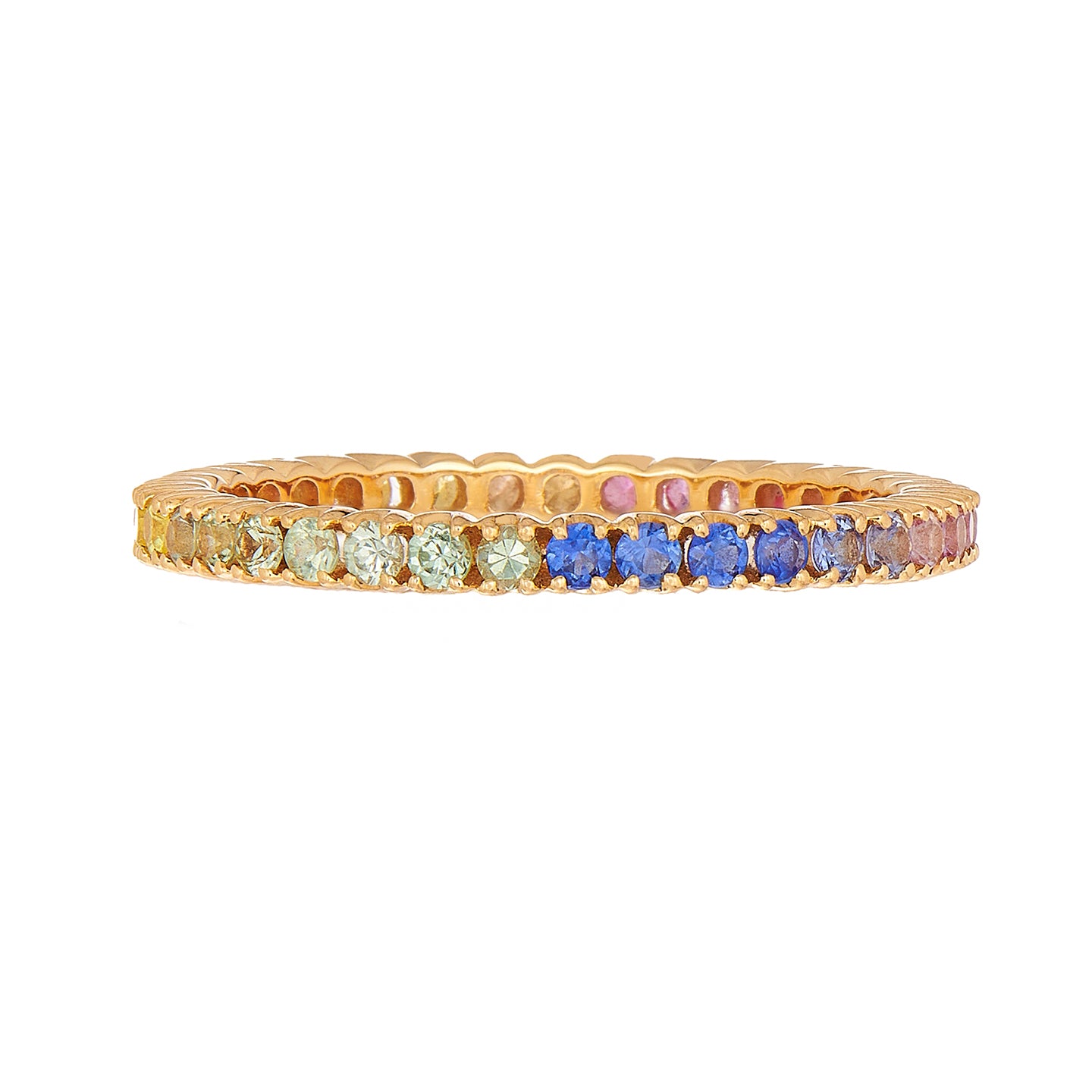 Rainbow Sapphire Prong Band