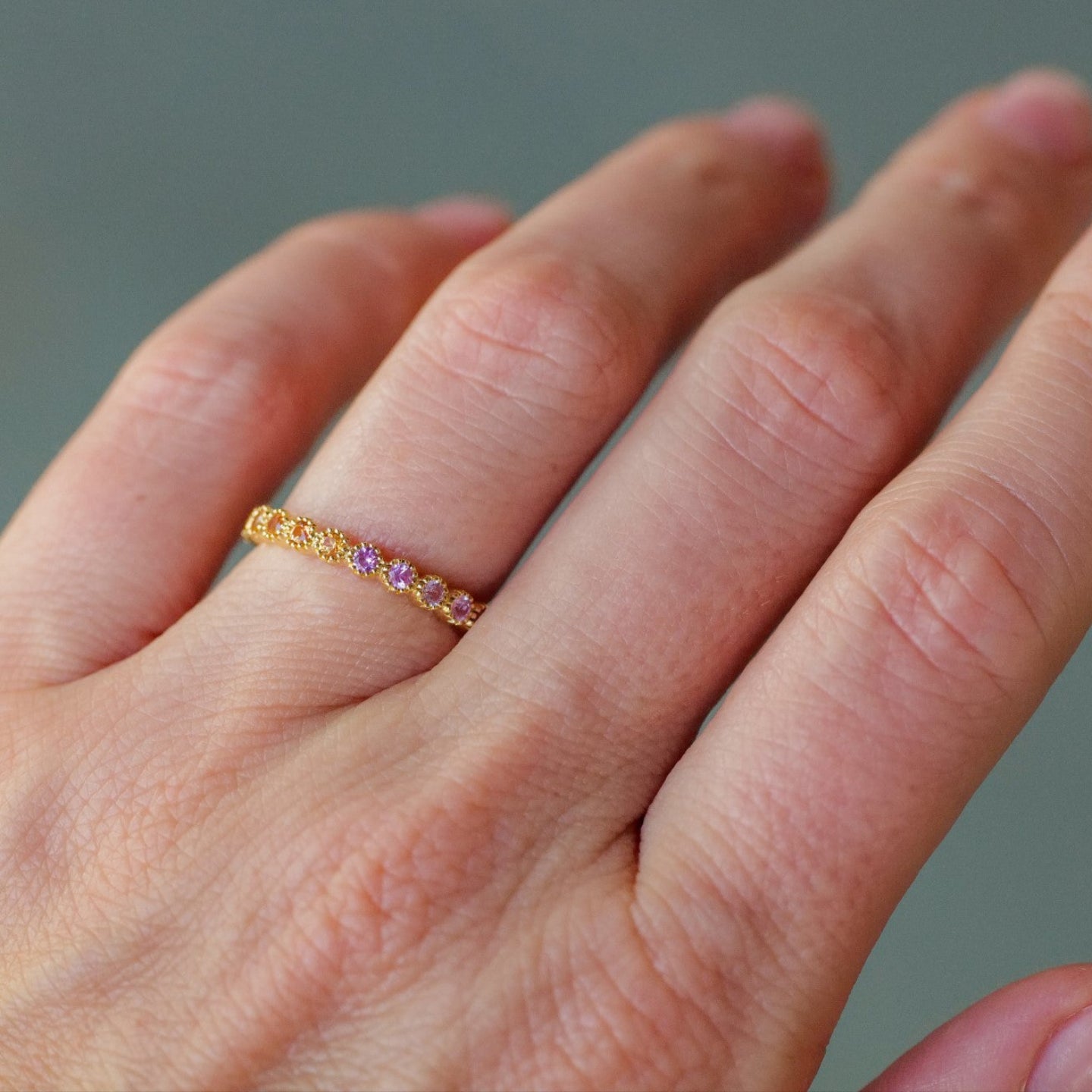 Rainbow Sapphire Bezel Band