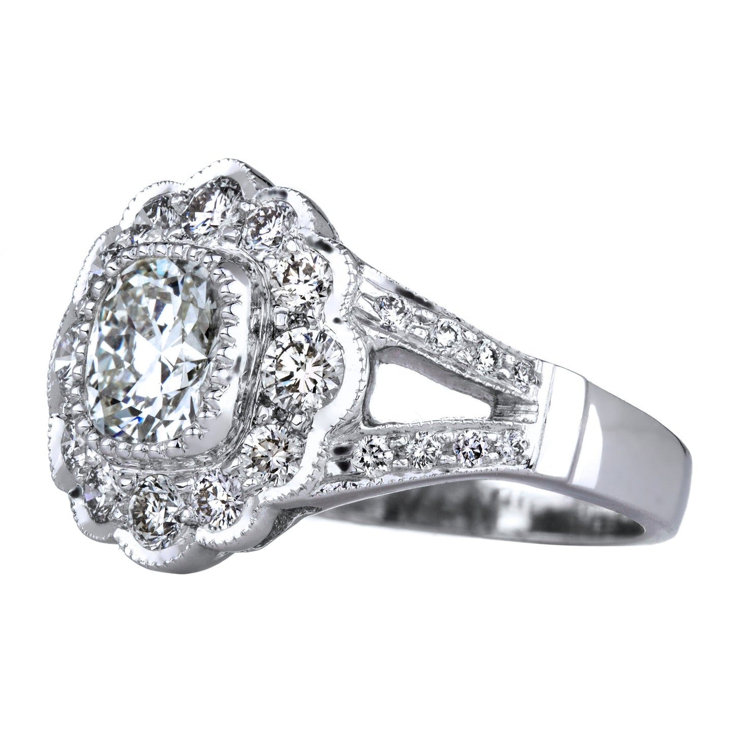 Cushion Cut White Diamond Ring