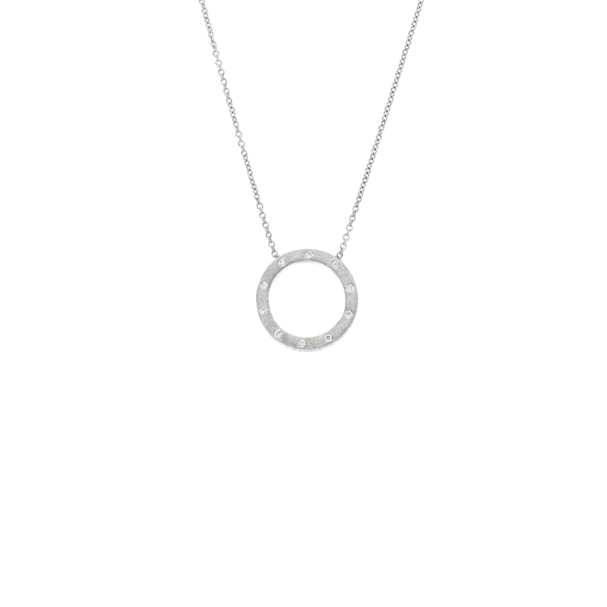 Dunes Small Circle White Diamond Necklace