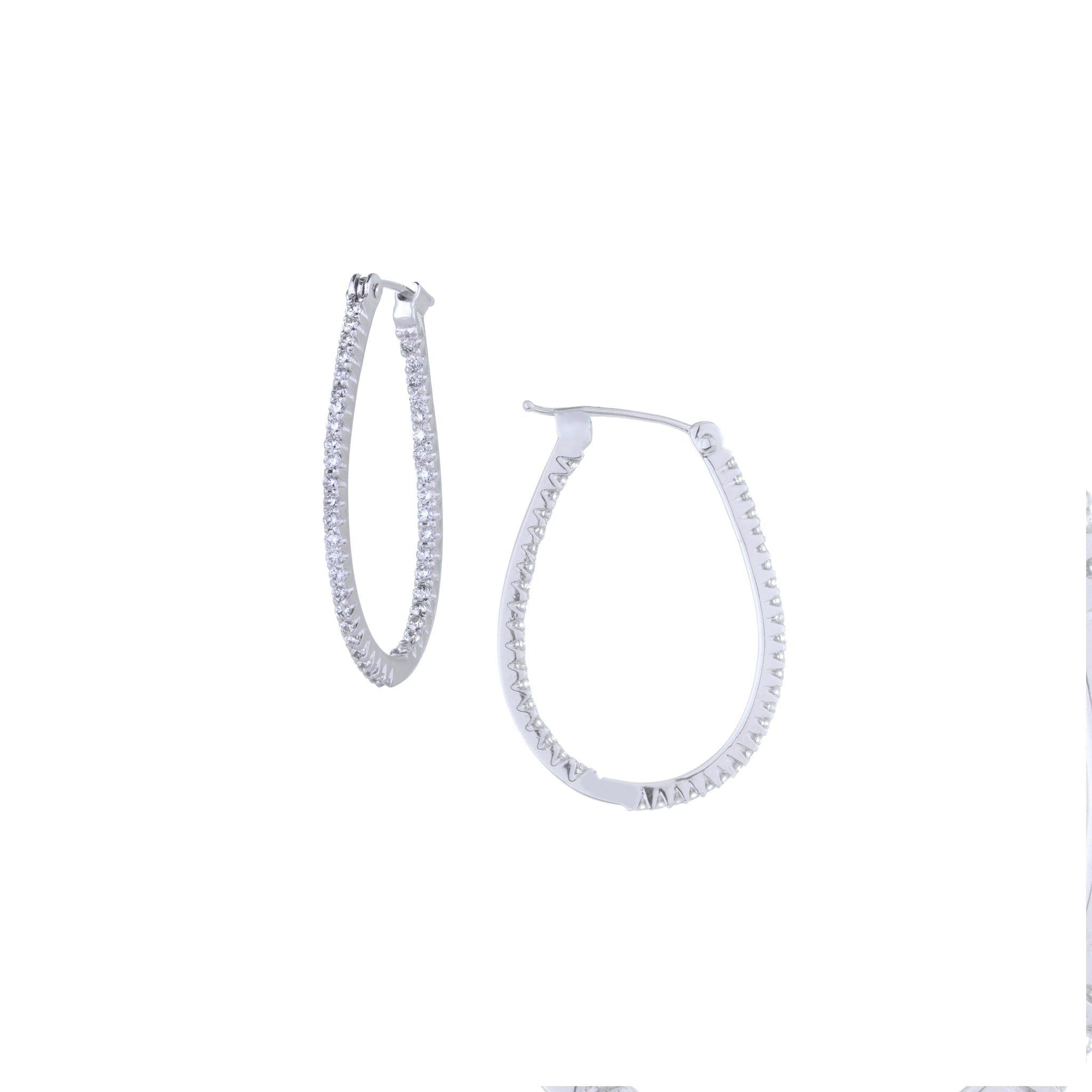 Simple Elegance White Diamond Oval Hoops