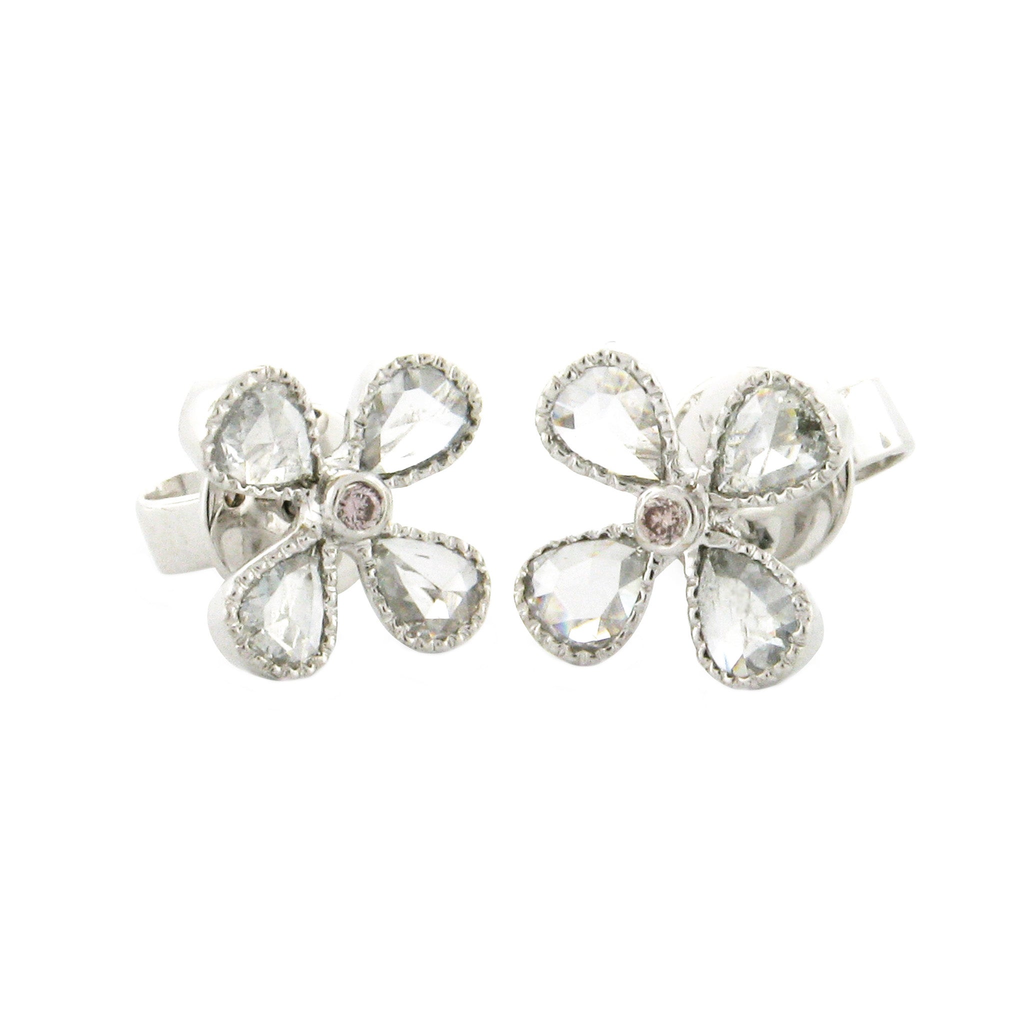 Fine Vine Pink Diamond Stud Earrings