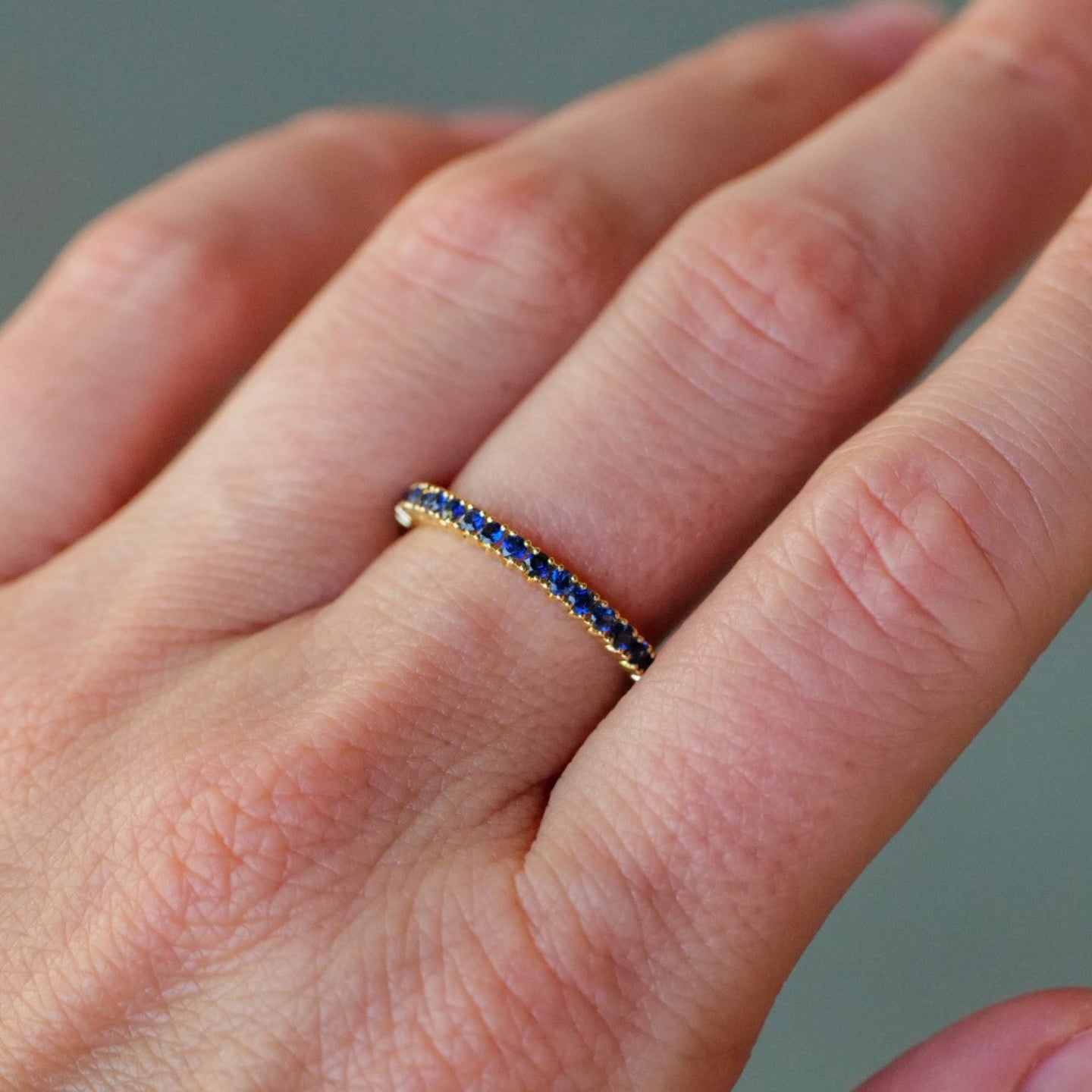 Blue Sapphire Prong Band