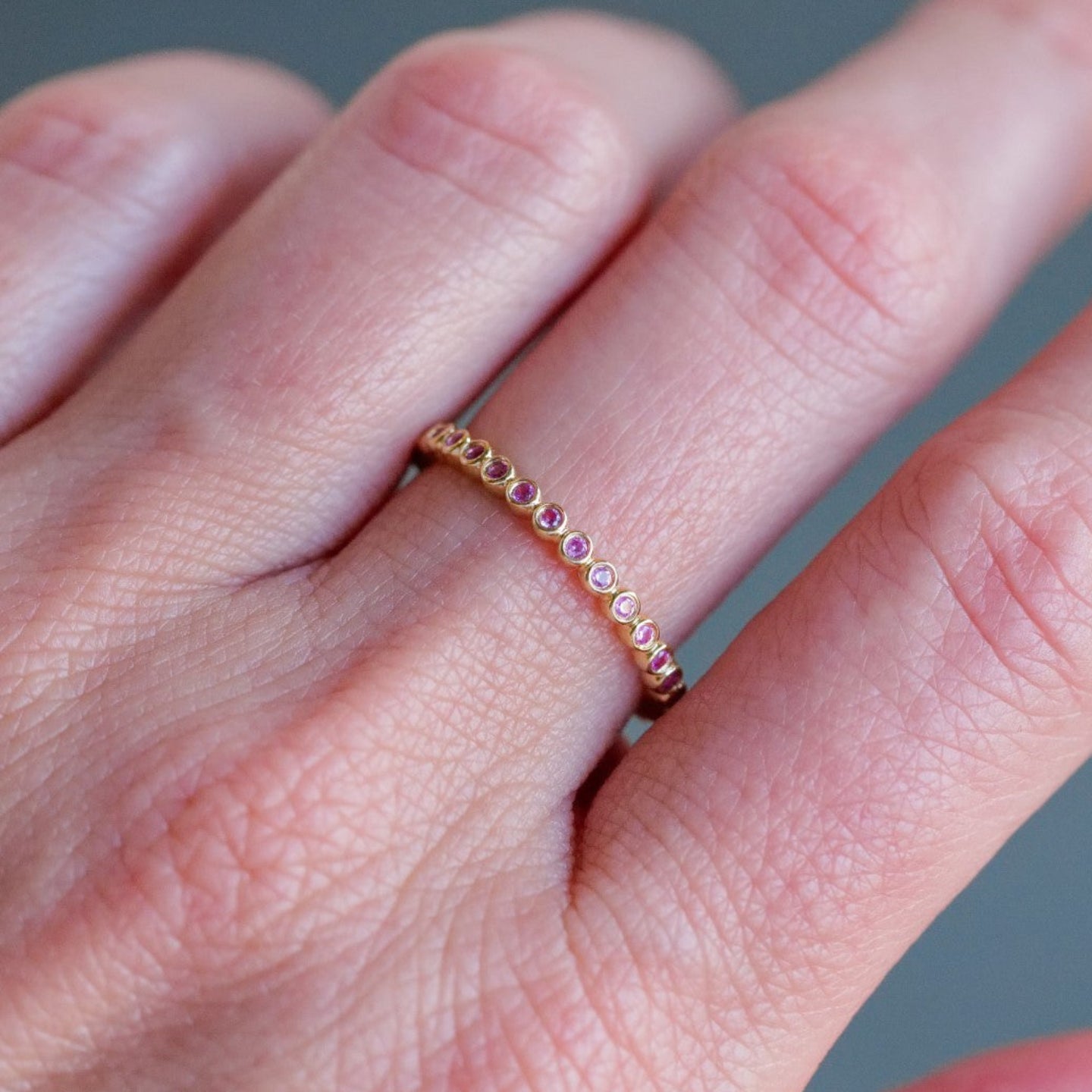 Pink Sapphire Mini Bezel Band