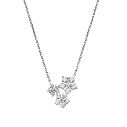 Enchanted Garden Triple Flower White Diamond Necklace