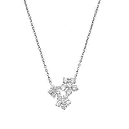 Enchanted Garden Triple Flower White Diamond Necklace