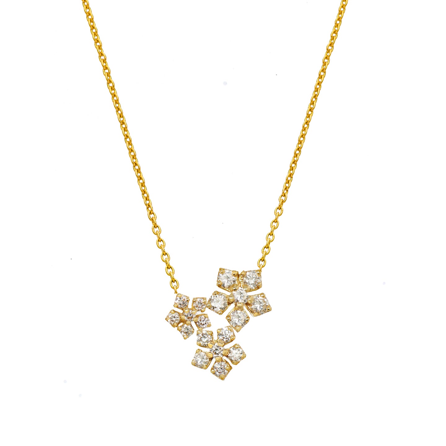 Enchanted Garden Triple Flower White Diamond Necklace