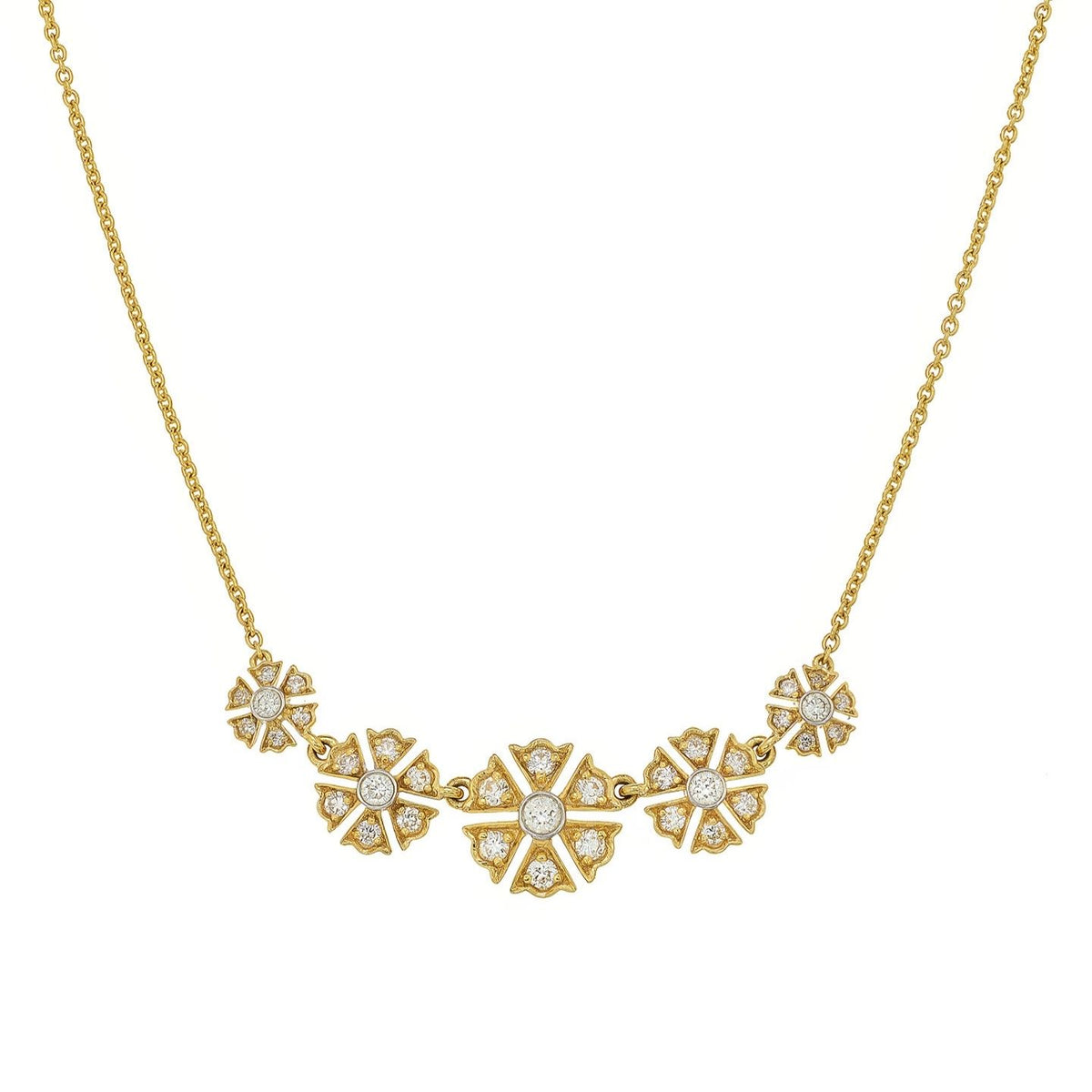 Camelia White Diamond 5 Station Necklace