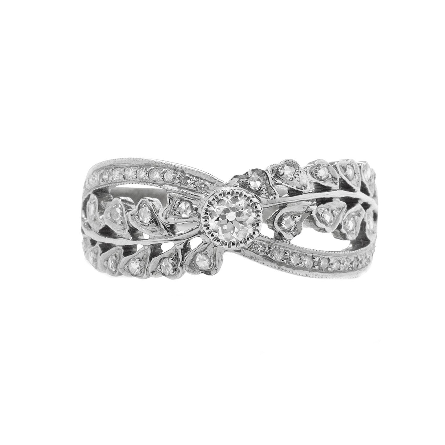 Ivy Rose and Old Mine Cut White Gold Ring