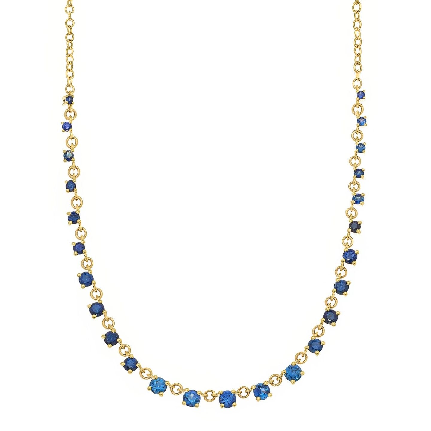 Mylene Blue Sapphire Tennis Necklace