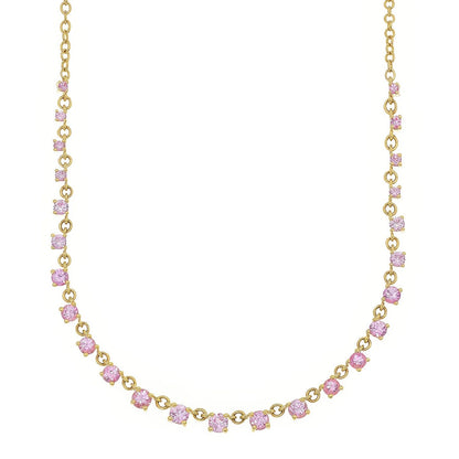 Mylene Pink Sapphire Tennis Necklace