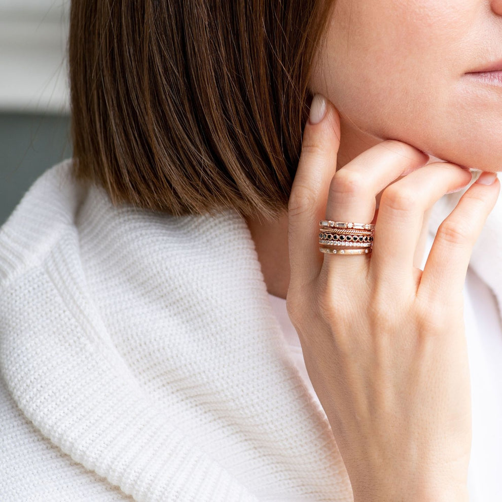 18K Gold Channel Rope Stacking Ring | Sethi Couture