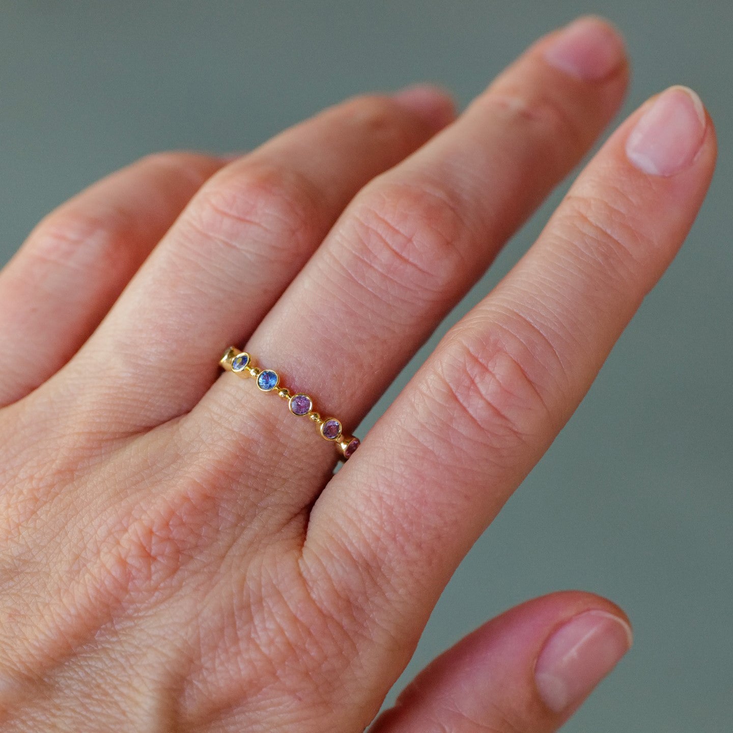 Rainbow Sapphire Petit Bubble Band