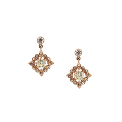 Old Mine and Brown Diamond Drop Earrings