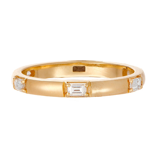 Luna Single Stone Baguette White Diamond Band