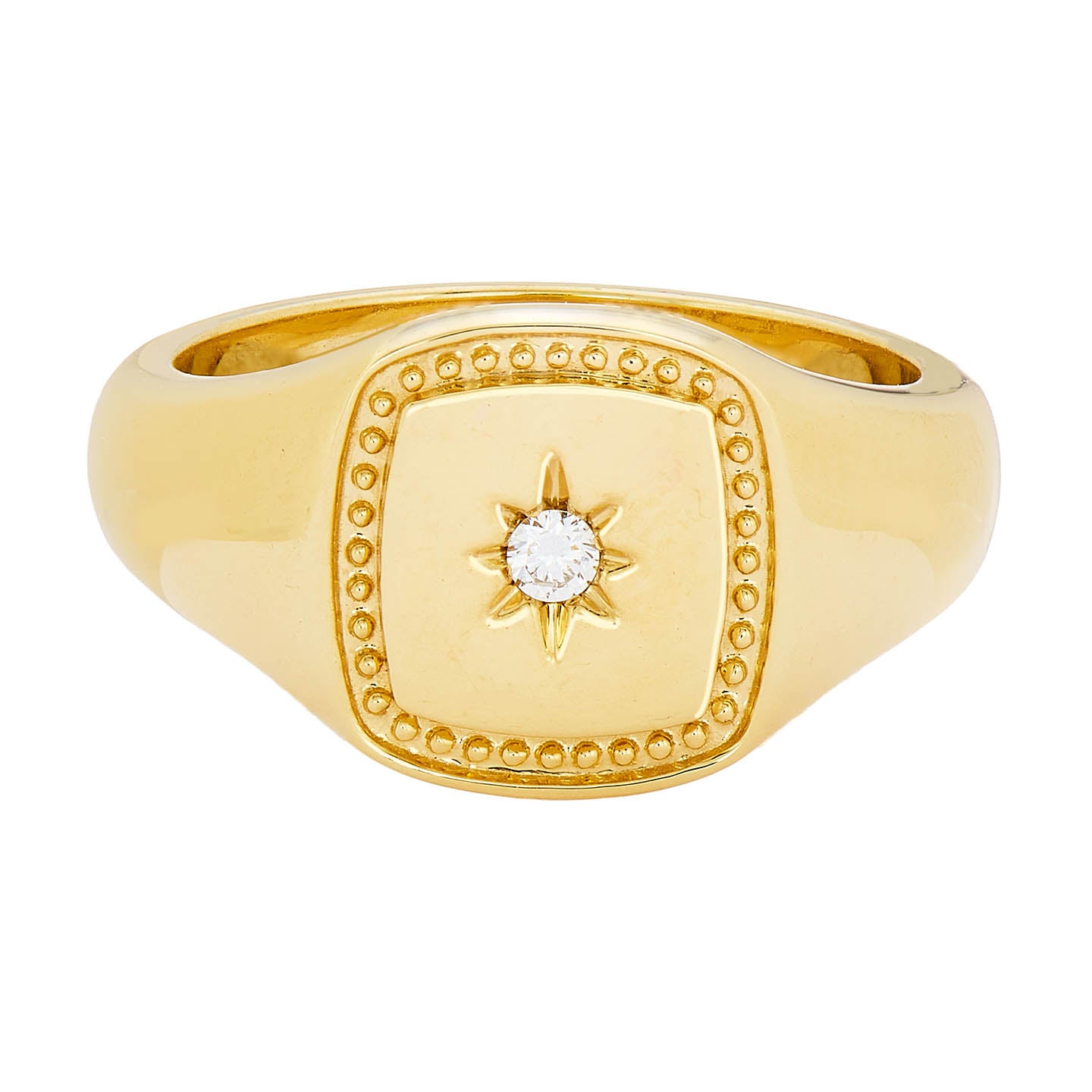 Cushion Signet White Diamond Ring