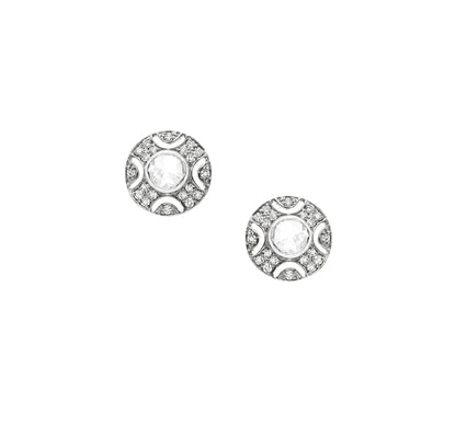 Amulet Rose Cut White Diamond Stud Earrings