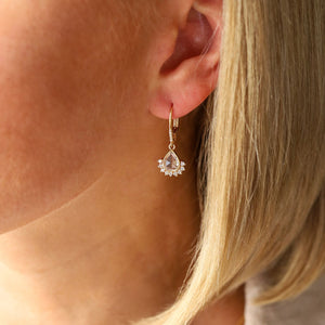Bethany Pear Shape Rose Cut Diamond Drop Earrings