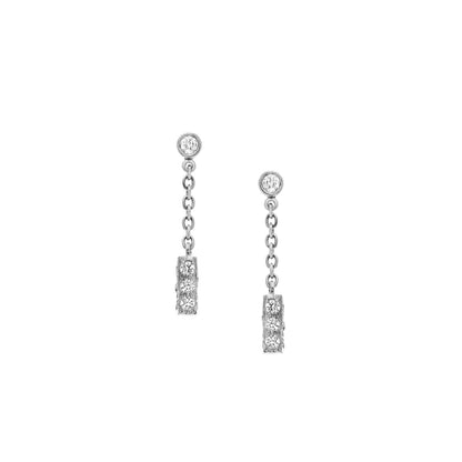 Barrel White Diamond Drop Earrings