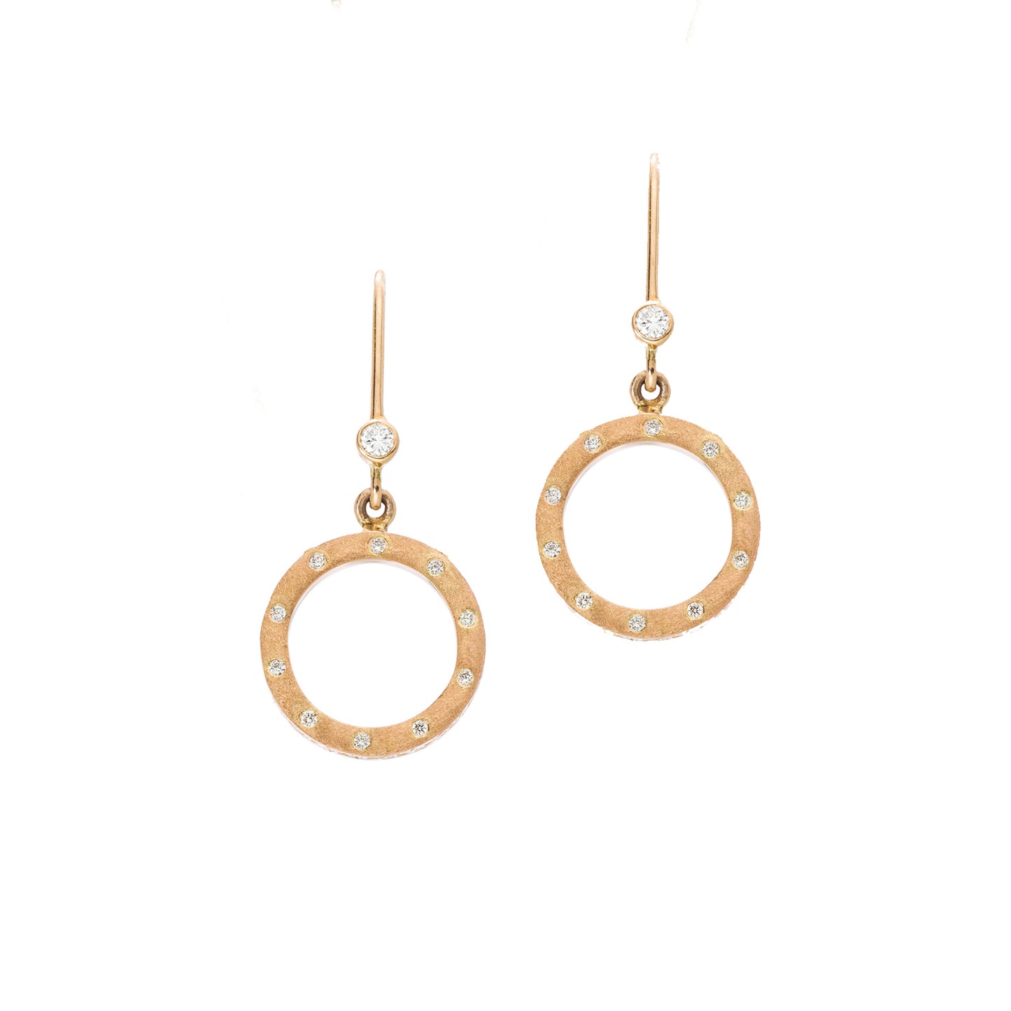 Dunes Circle White Diamond Drop Earrings