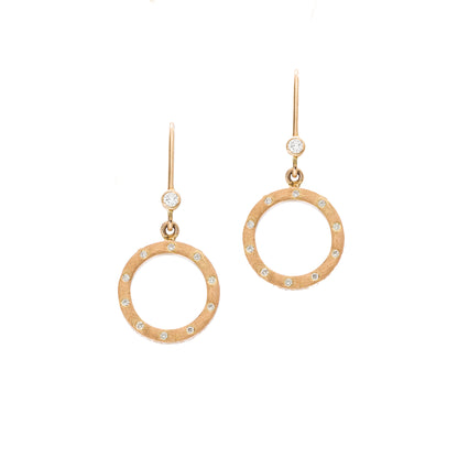 Dunes Circle White Diamond Drop Earrings