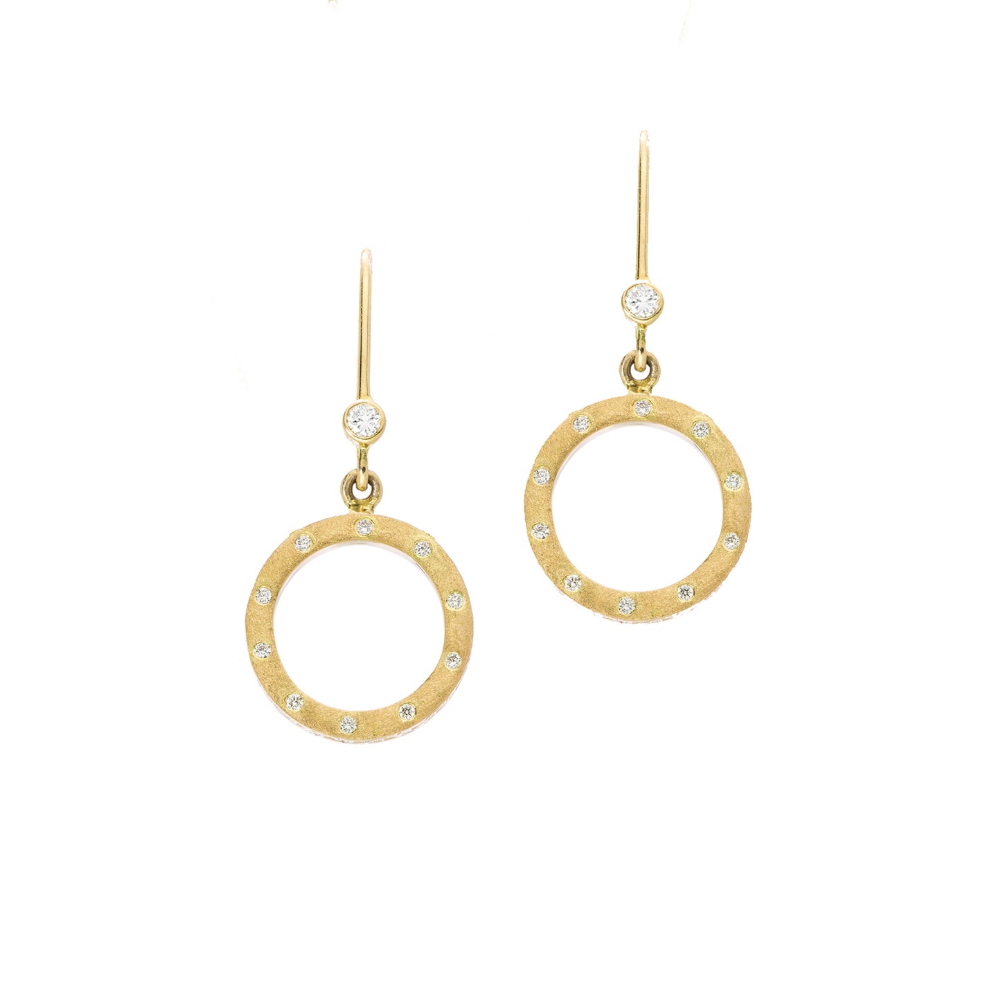 Dunes Circle White Diamond Drop Earrings