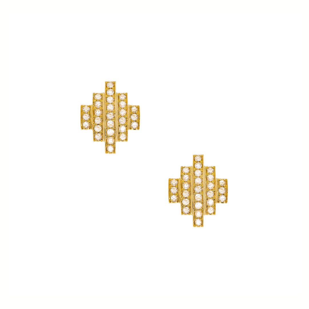 Stella Shield White Diamond Stud Earrings