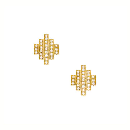 Stella Shield White Diamond Stud Earrings