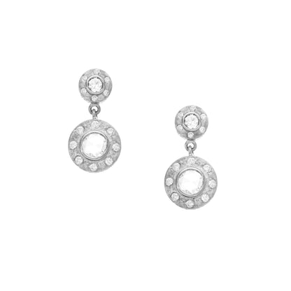 Dunes Classic White Diamond Double Drop Earrings