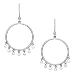 Cien Circle White Diamond Drop Earrings
