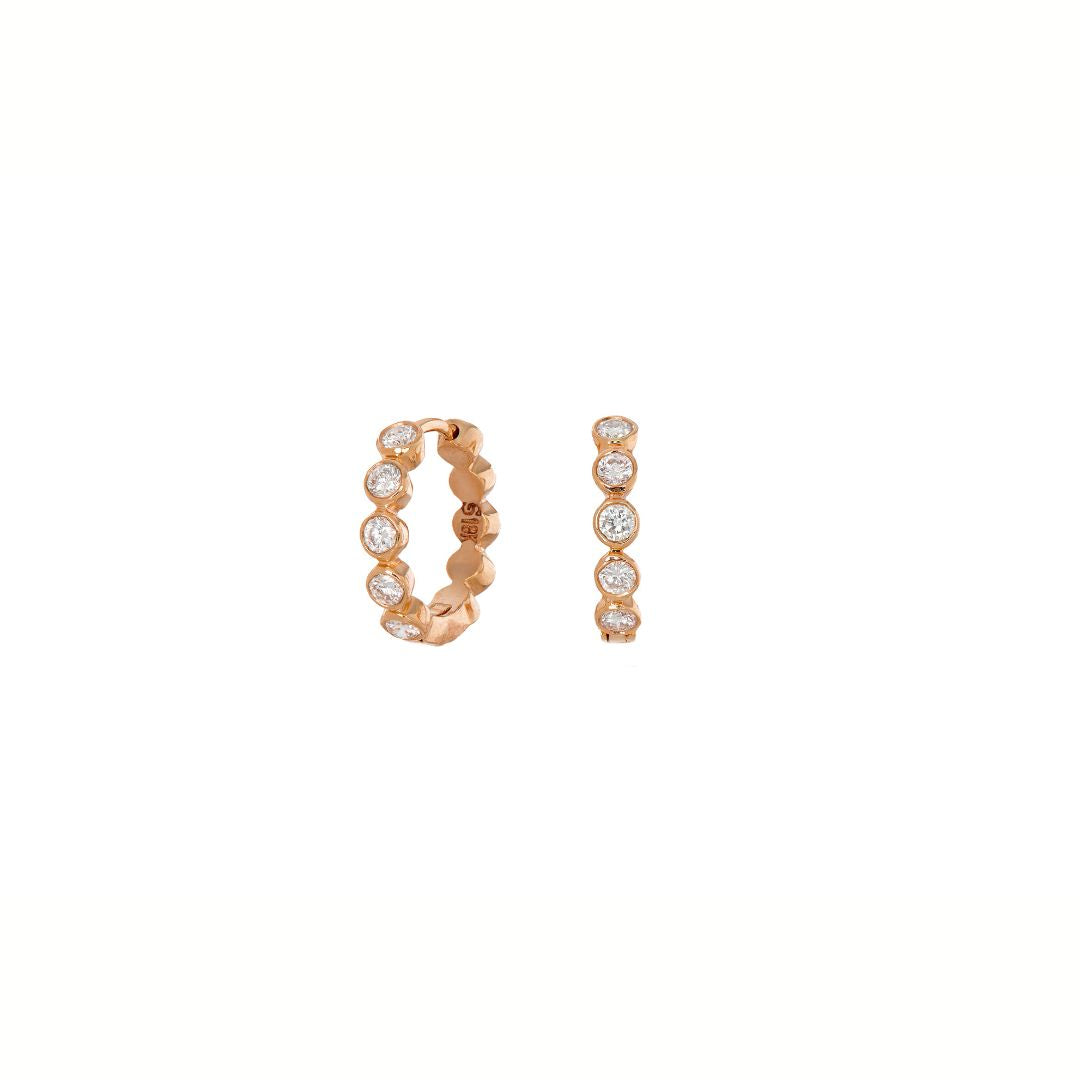 Modern Bezel White Diamond Huggies