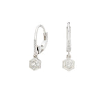 Hexagon White Diamond Drop Earrings