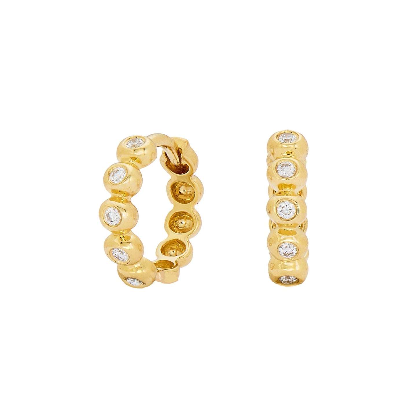 Bead White Diamond Huggies