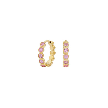 Modern Bezel Pink Sapphire Huggies