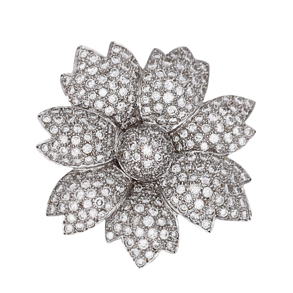 Flower White Diamond Brooch