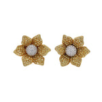 Sunflower Yellow and White Diamond Stud Earrings