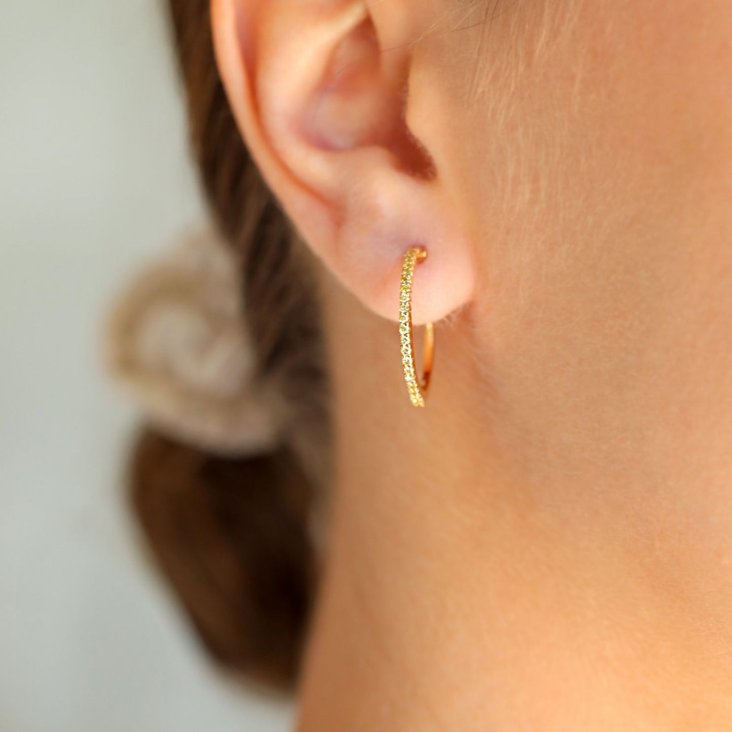 Simple Elegance White Diamond Small Hoops