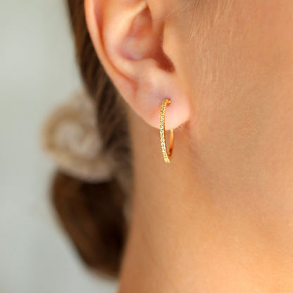 Simple Elegance White Diamond Small Hoops