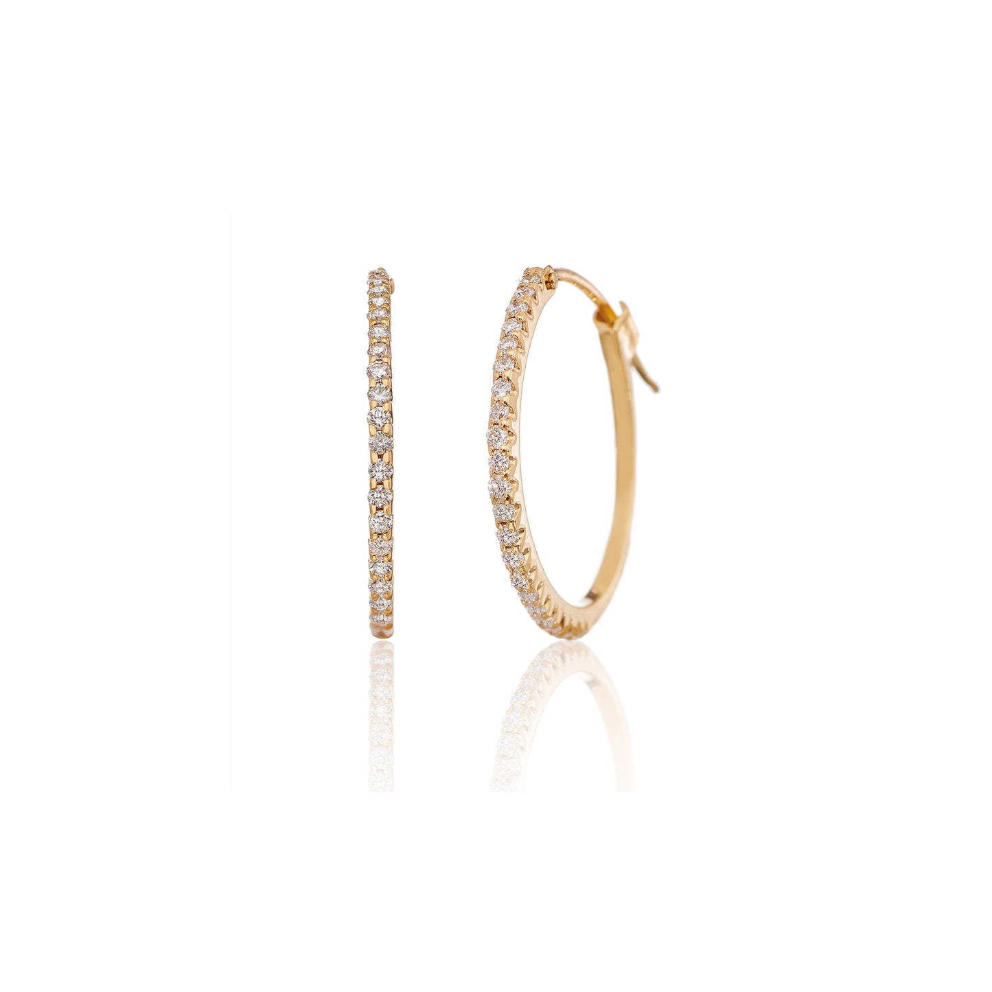 Simple Elegance White Diamond Small Hoops