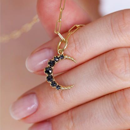 Crescent Small Black Diamond Pendant