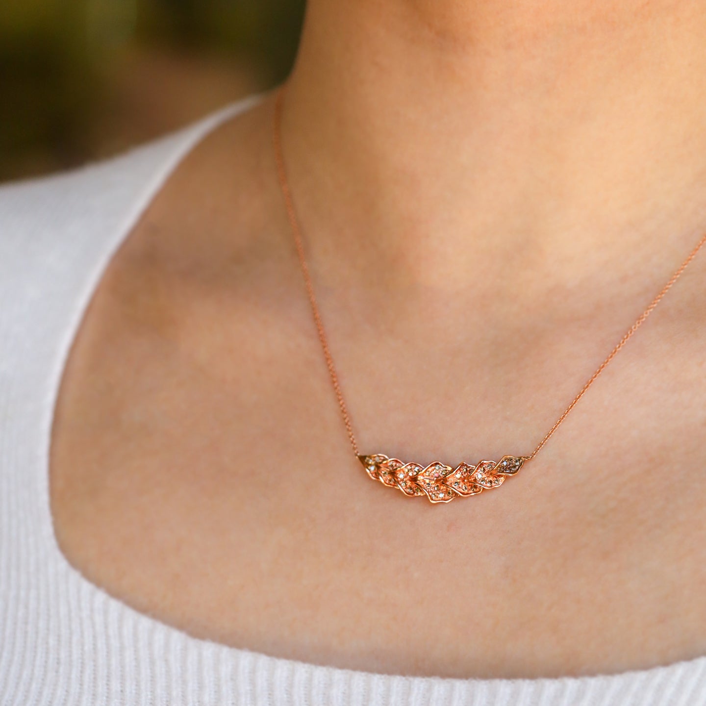 Ginkgo Leaf Brown Diamond Necklace