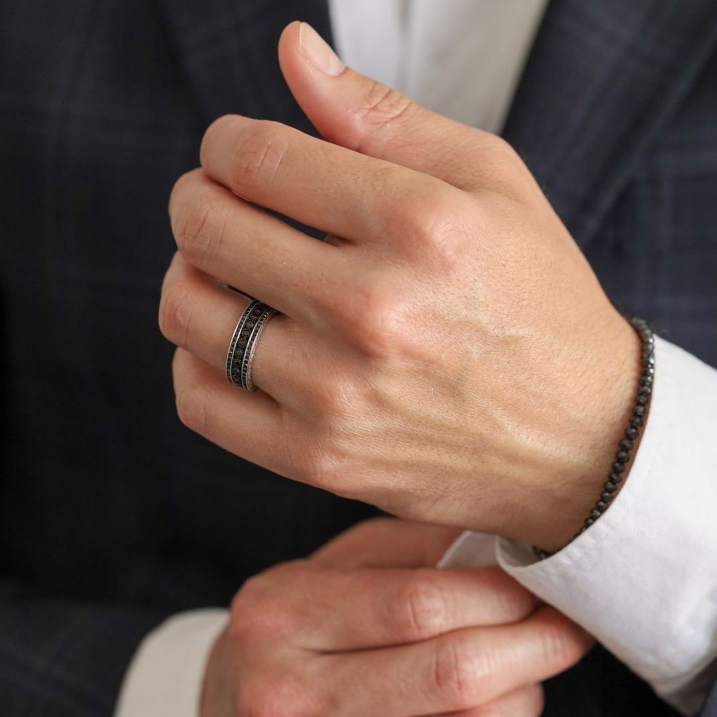 Bezel Black Diamond Blackened Gold Band