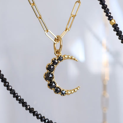 Crescent Small Black Diamond Pendant