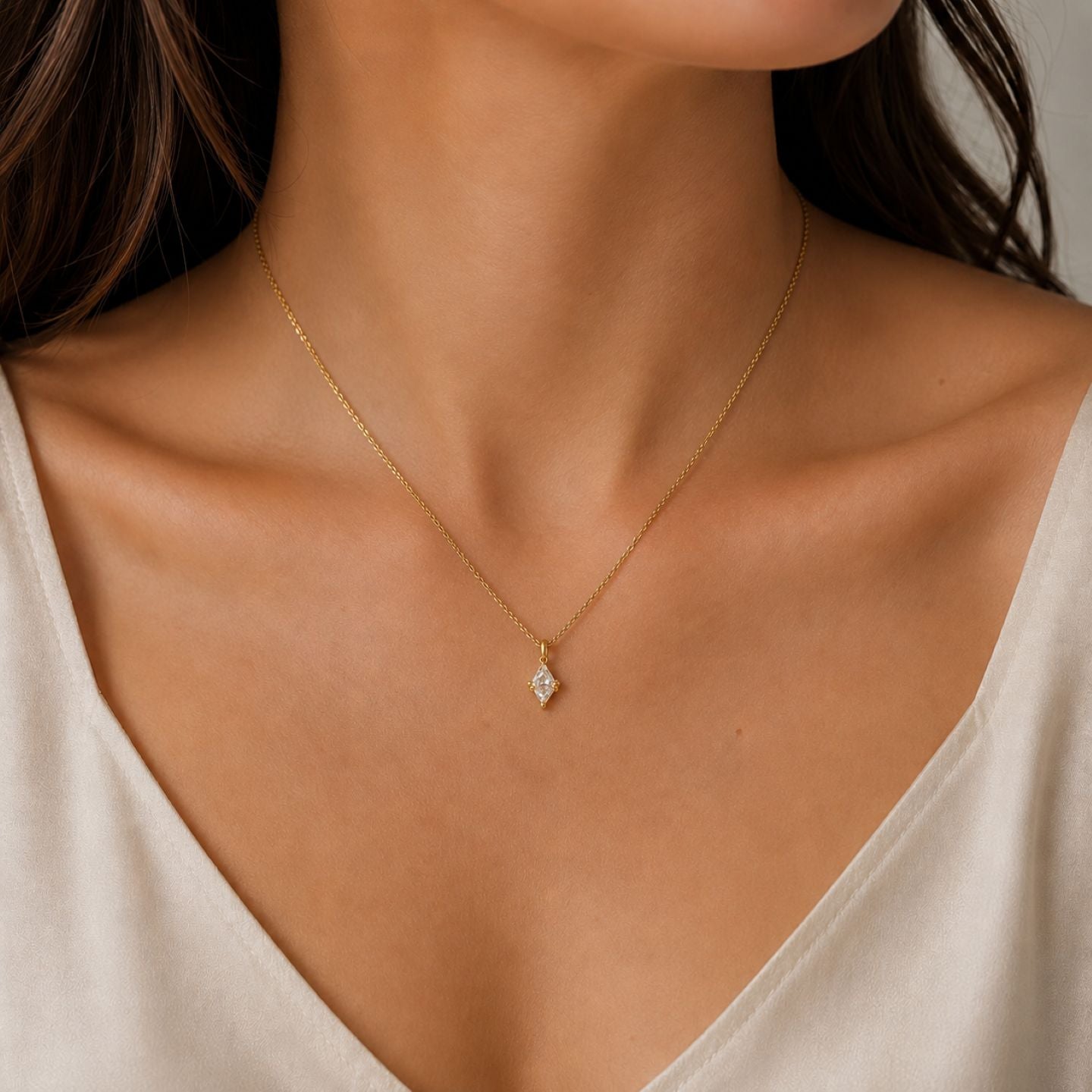 Trillion White Diamond Necklace